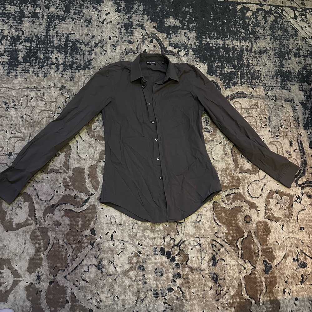 Van Heusen Charcoal Casual Button Down Shirt
